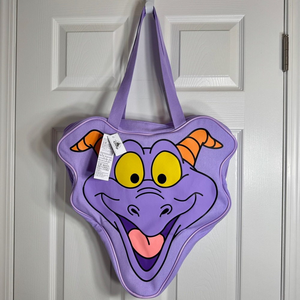 NWT. Disney Parks Walt Disney World Figment Head Retro Canvas Large Tote Bag.